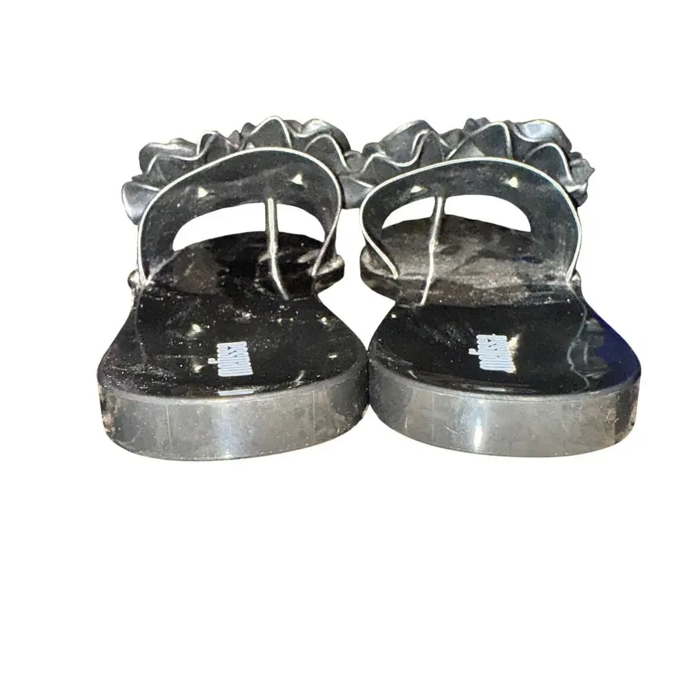 Melissa Babe Garden Slides Women's Size 6 Black Floral Slip On Shoe Sandals